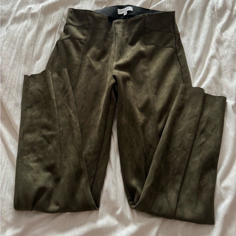 Green velvet trousers